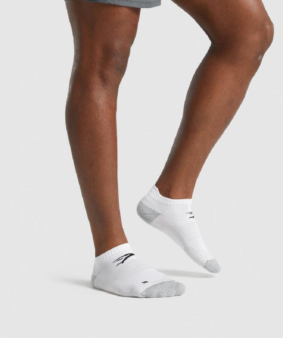 Skarpety Męskie Gymshark Ankle Performance Białe | PL 3285HAP